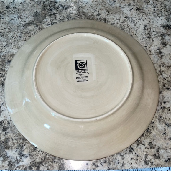 4 Tabletops Unlimited Kona Hand Painted Dinner Plate Palm Tree Design - Picture 8 of 13